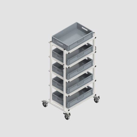 Carrello con Eurobox 60×40×12 – Pronto all’Uso in Alluminio