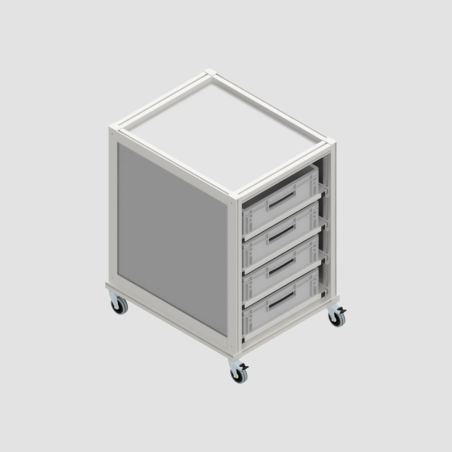 Carrello con Quattro Cassetti ad Estrazione Totale 665x525x820h