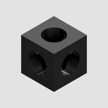 Cubo di Giunzione 20x20 Anodizzato Nero | Per Angoli a 2 e 3 Vie